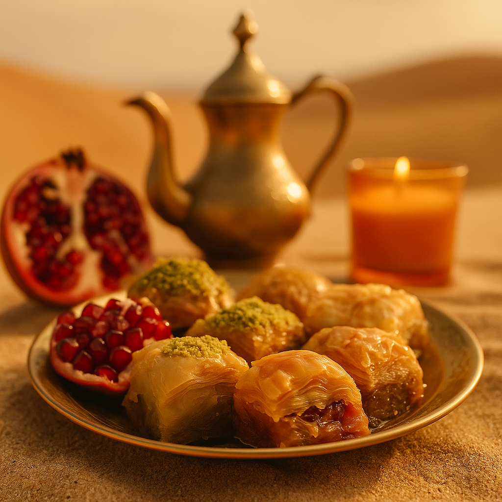 Perfumes gourmand árabes con notas de miel, dátiles y especias – dulzura intensa inspirada en el té tradicional y los postres del desierto.