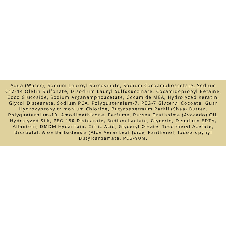 CHAMPÚ NUTRITIVO CON ACEITE DE AGUACATE Y MANTECA DE KARITÉ