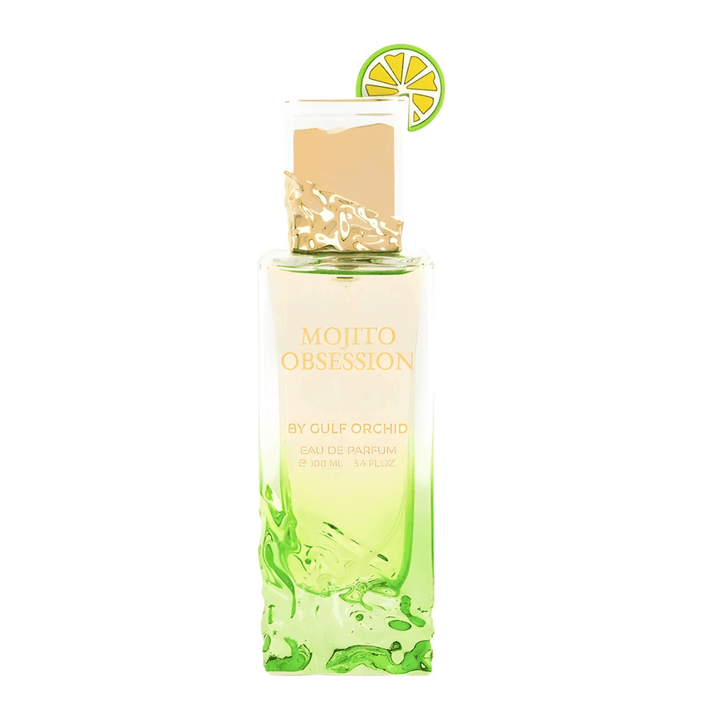 Perfume unisex Mojito Obsession by Gulf Orchid, eau de parfum refrescante en frasco degradado verde con detalle de lima elegante
