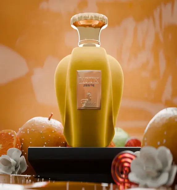 Voux Zeste EDP frasco con fondo cítrico y frutas