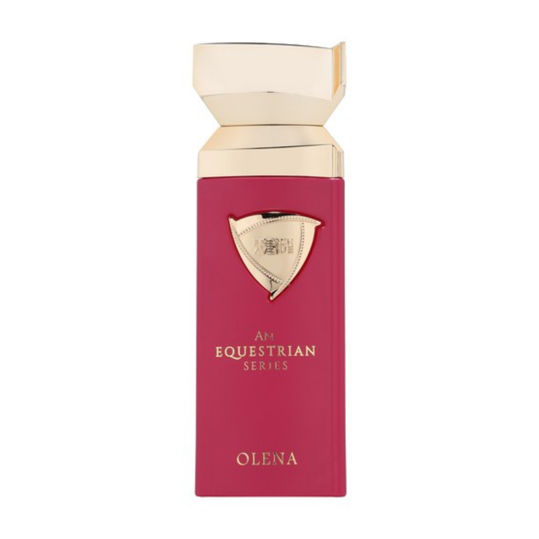 Perfume An Equestrian Series Olena Eau de Parfum – fragancia femenina floral y afrutada, en elegante frasco fucsia con detalles dorados de lujo