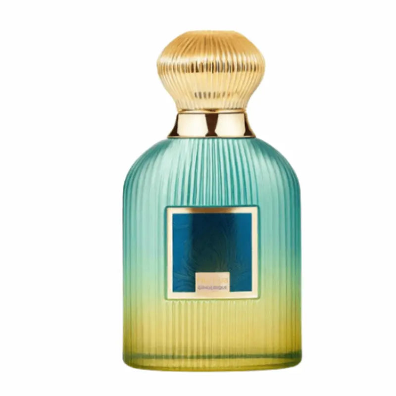 Paris Corner Hurriya Eau de Parfum frasco verde degradado con tapón dorado