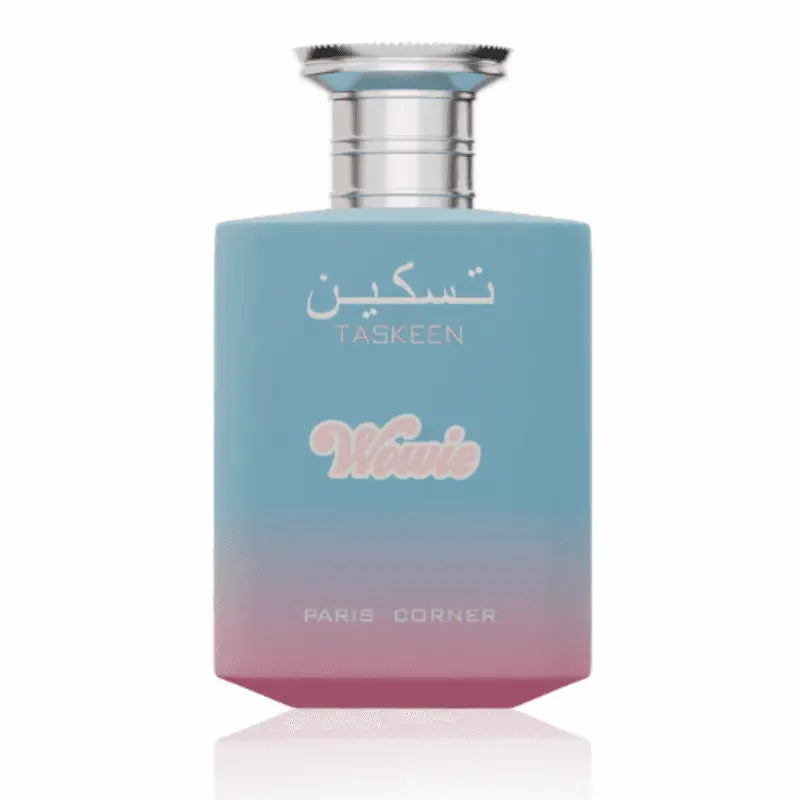 Paris Corner Taskeen Wowie Eau de Parfum frasco azul degradado